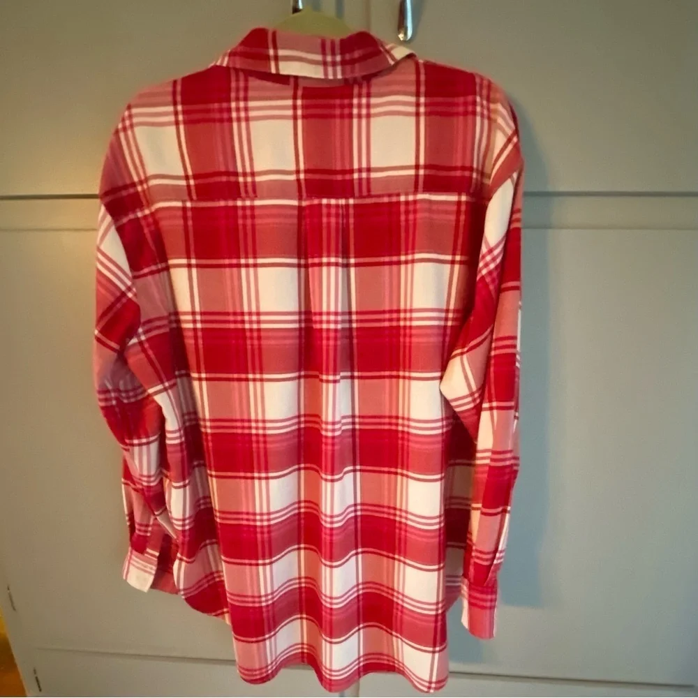 H&M Plaid Button Up Shirt w/ Pocket Red & Cream size Women’s Medium- Super Soft - Picture 9 of 11